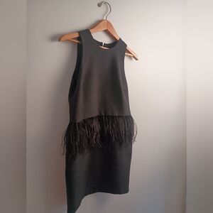 Endless Rose- Black Sleeveless Dress w/ Feather Peplum- Size M